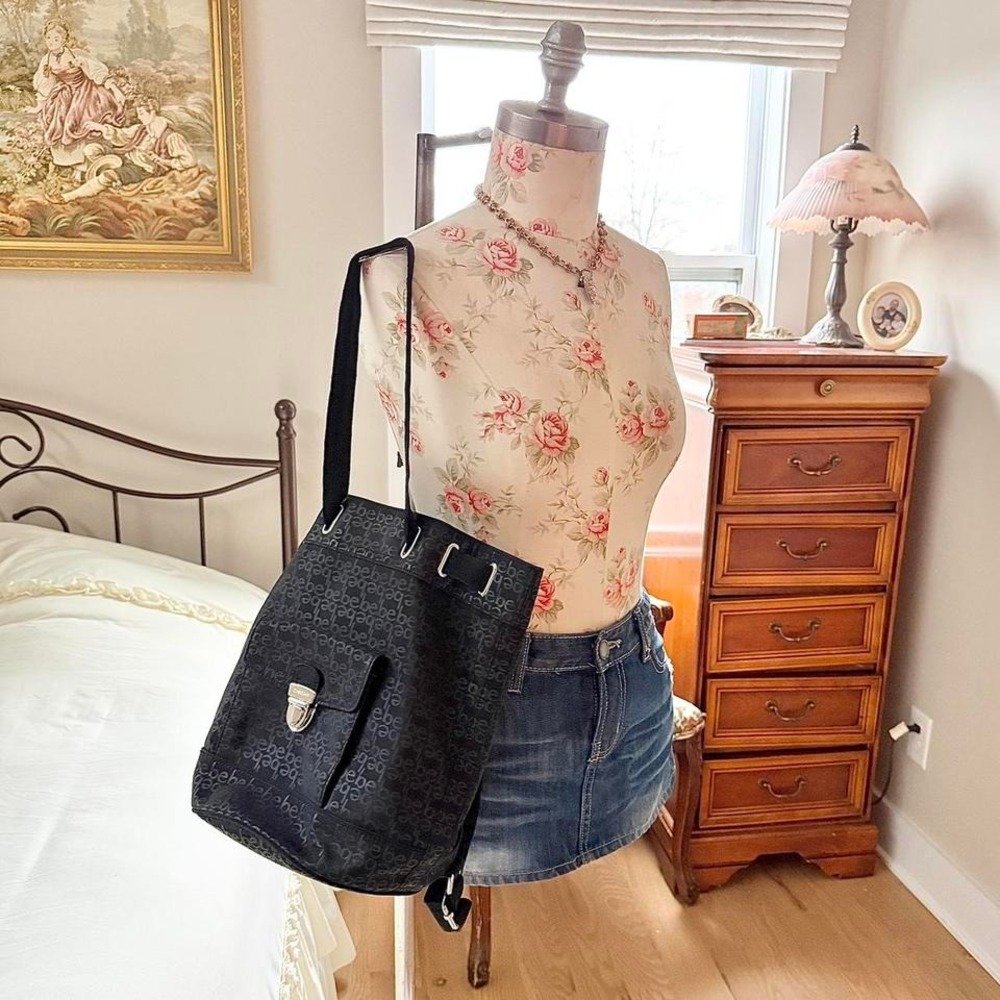 black Bebe‎ print convertible backpack tote bebe